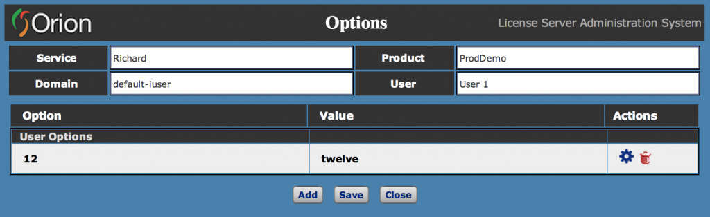 User Options